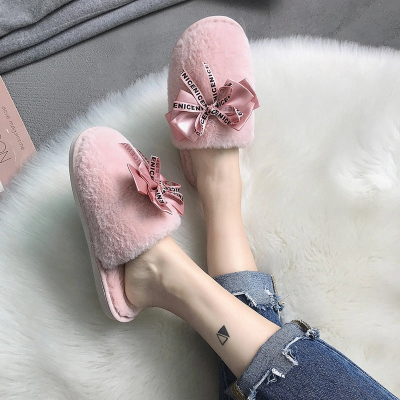 Slippers Brand With Nut In Logo COOTELILI Women Home Slippers Winter Warm Shoes Woman Slip on Flats Slides Female Faux Fur Slippers Women Shoes Closed Toe