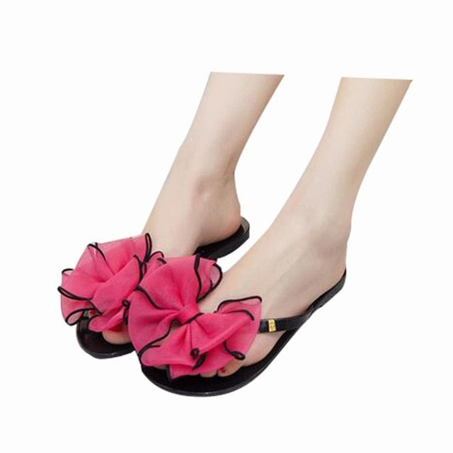 Sturdy Flip Flops HEE GRAND Bowtie Flip Flops Summer Style Gladiator Slippers Slip On Beach Shoes Woman Sweet Slippers Women Shoes XWZ2722