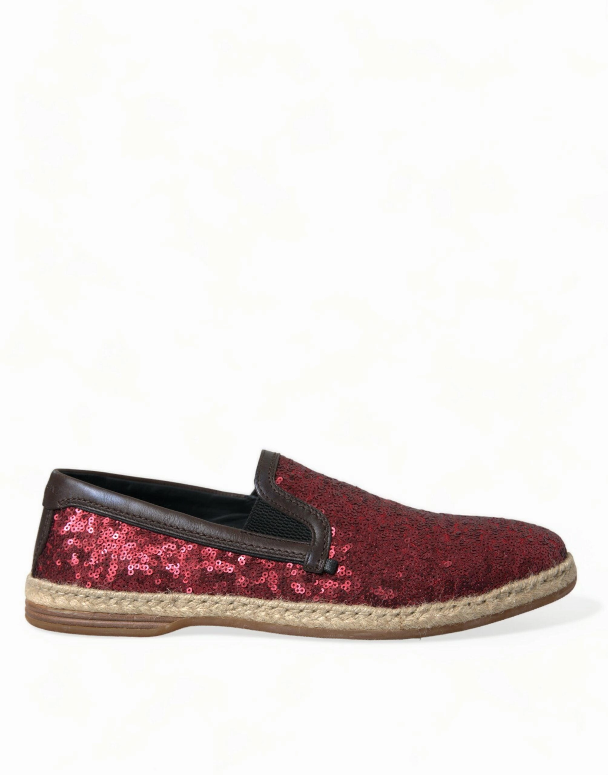 Ladies Slippers Dolce & Gabbana Red Sequined Loafers Slippers Men Shoes
