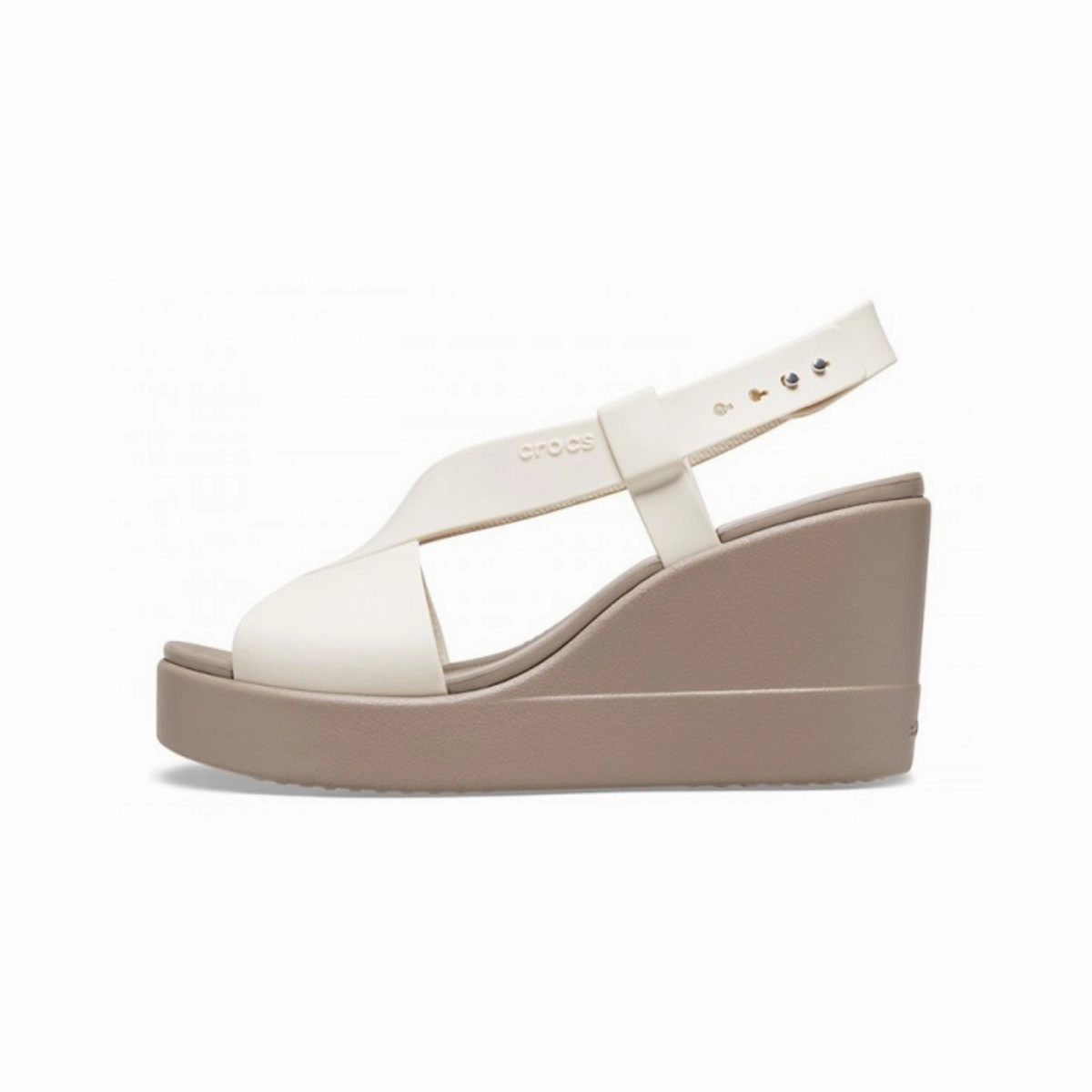 Home Is Where You Park Your Flip Flops Crocs Brooklyn High Wedge Women Sandals - Oyster