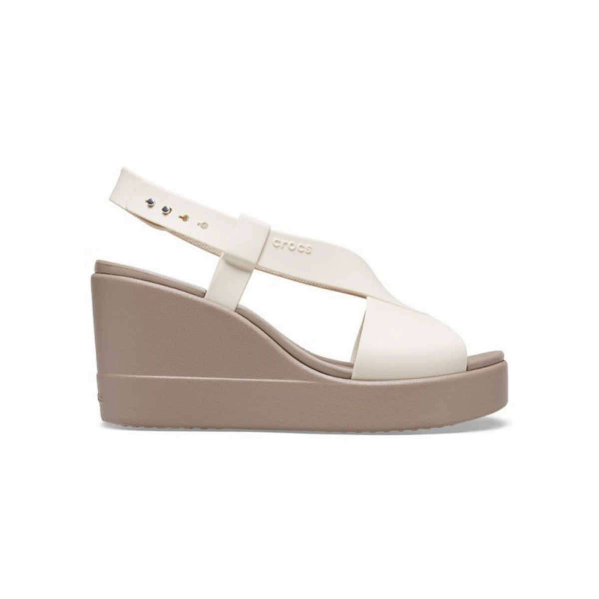 Sole Mates Flip Flops Crocs Brooklyn High Wedge Women Sandals - Oyster