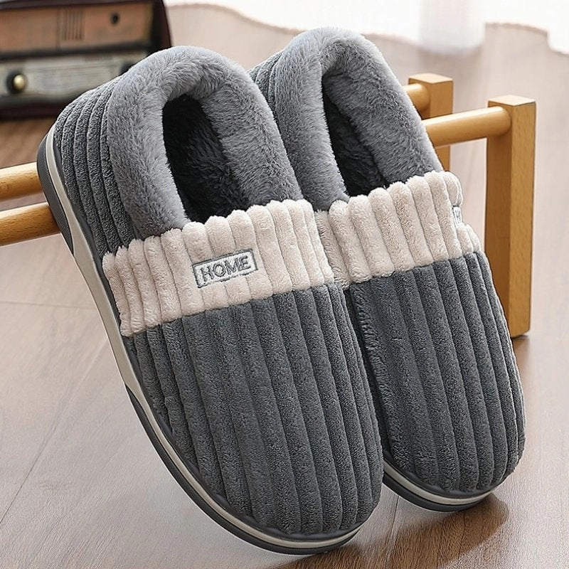 Cuzcare Men Back Wrap Slippers Washable Winter Shoes Lone Wolf Slides