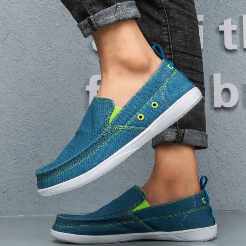 Cuzcare Orthopedic Men Shoes Canvas Lightweight Breathable Slip-On Walking Casual Shoes Flat Shoes For Wide Feet