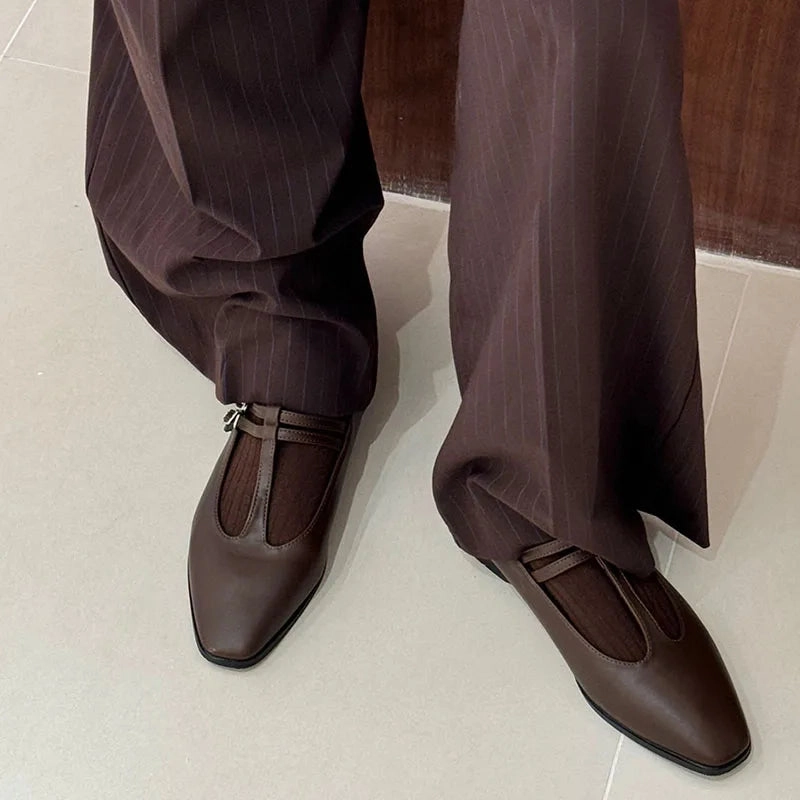 Flat To Heel Shoe DAIIIBABYYY  -  2024 Spring New Women Flat Shoes Fashion Round Toe Shallow Slip On Ladies Mary Jane Shoes Flat Heel Outdoor Dress Ballerina