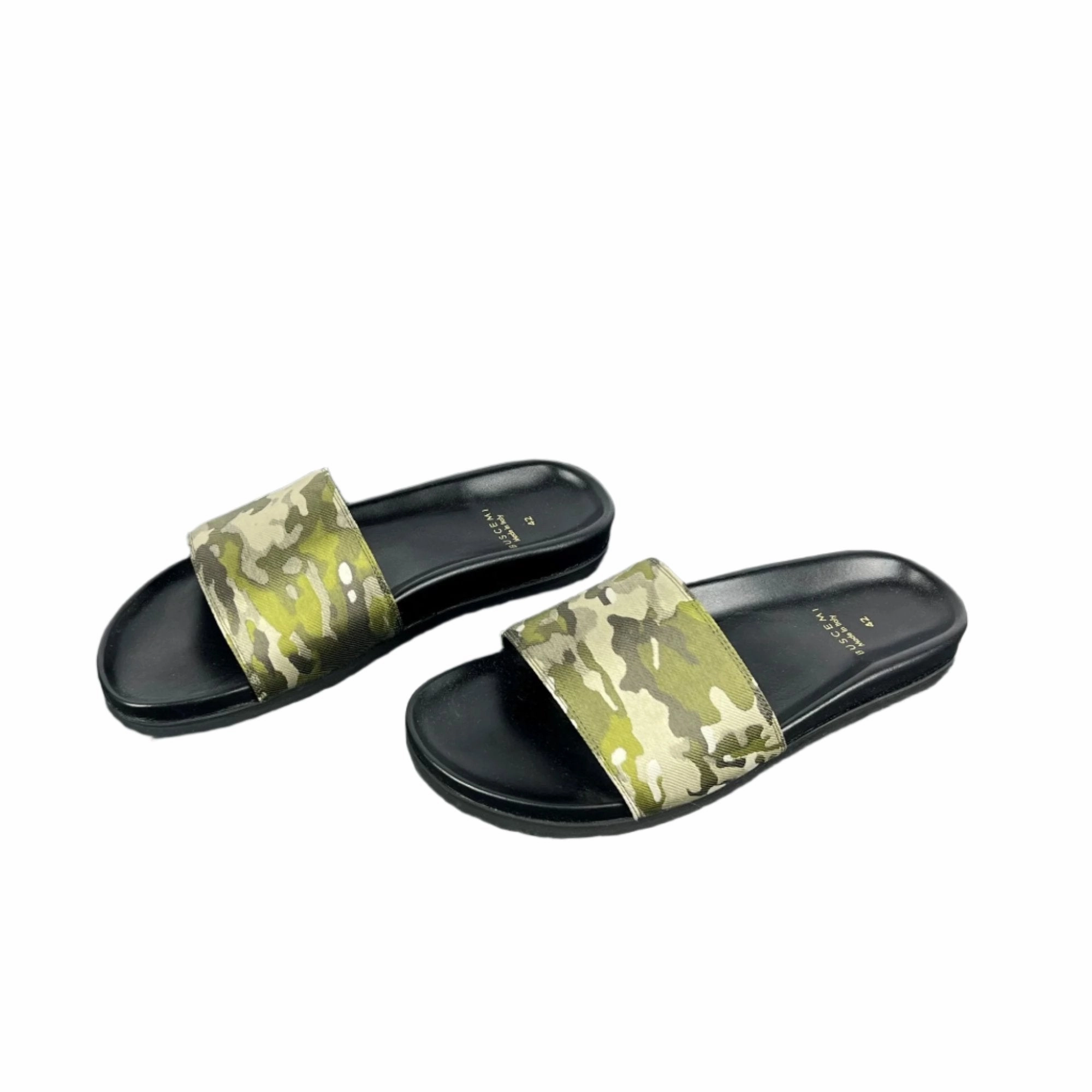 Revitalign Slippers Buscemi Mens Slide Jacquard Camou Leather Sandals