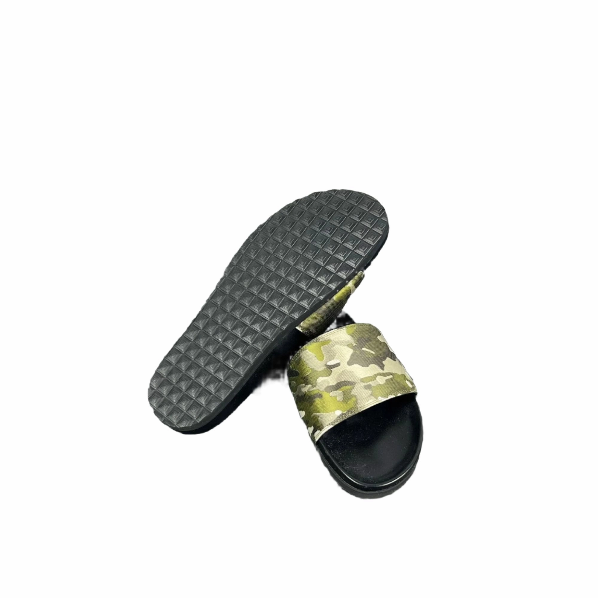 Slide Bottoms Buscemi Mens Slide Jacquard Camou Leather Sandals