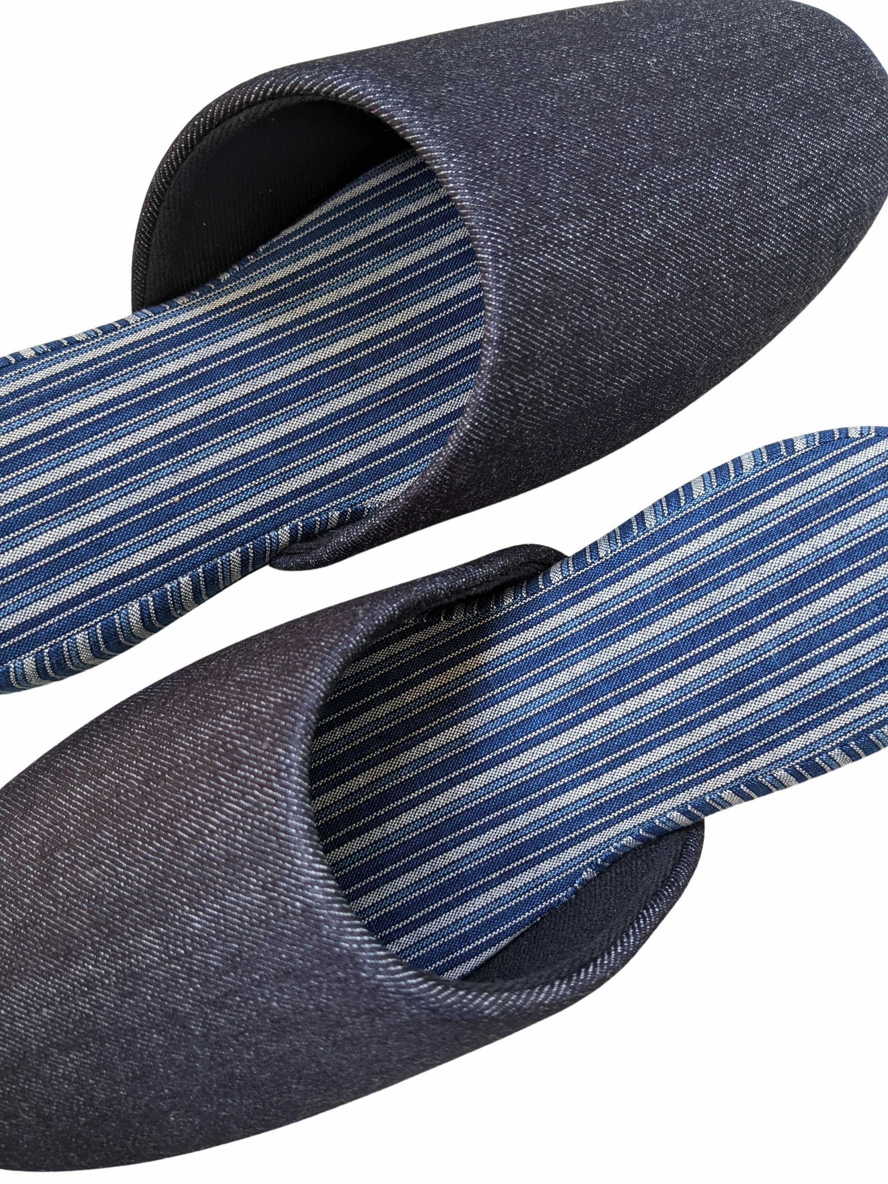 Yankees Slippers Denim Stripe Mix Slippers [Black wool felt sole] (Japan Blue Stripe B) 3 size Medium / Large / XL