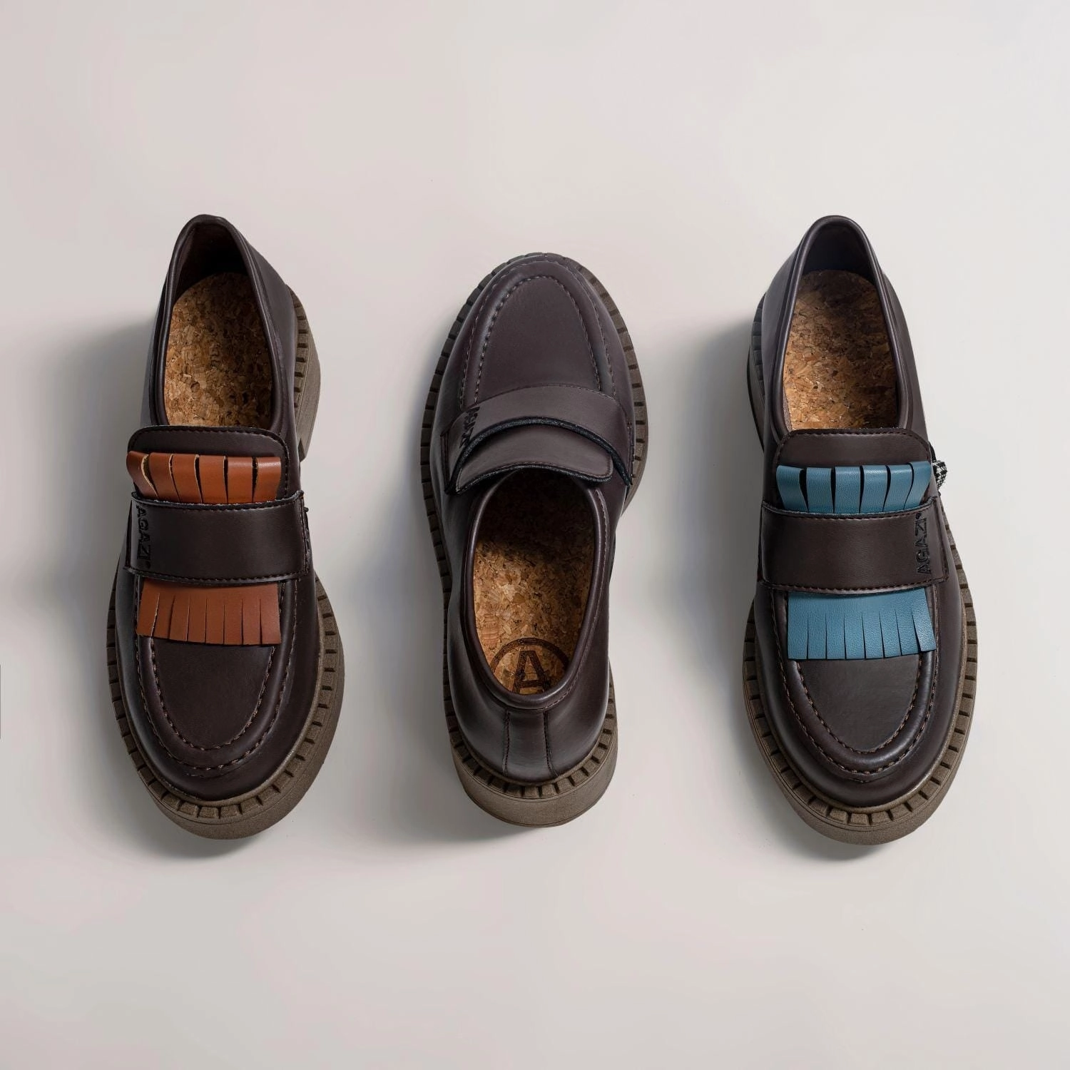 Diane Women's 3 in 1 Apple Leather Vegan Loafers | Chocolate & Dark Sole Loafers With Strap