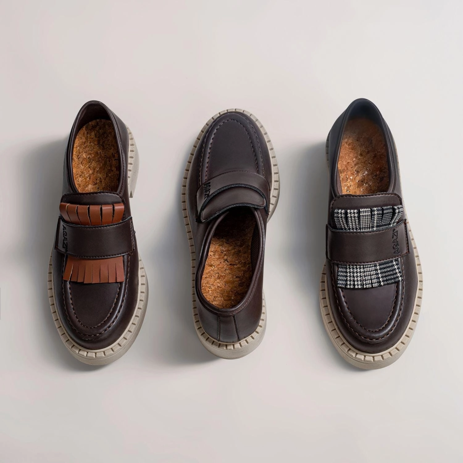 Suede Tassel Loafers Diane Women's 3 in 1 Apple Leather Vegan Loafers | Chocolate & Light Sole