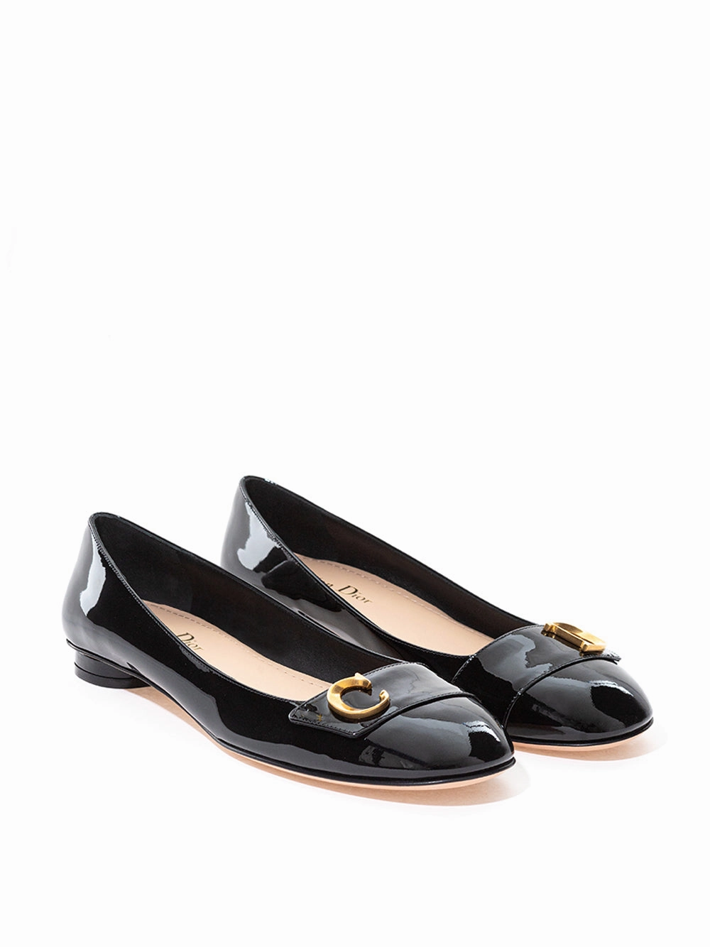 Satin Flat Wedding Shoes Dior Elegant Black Patent Leather Ballerina Flats