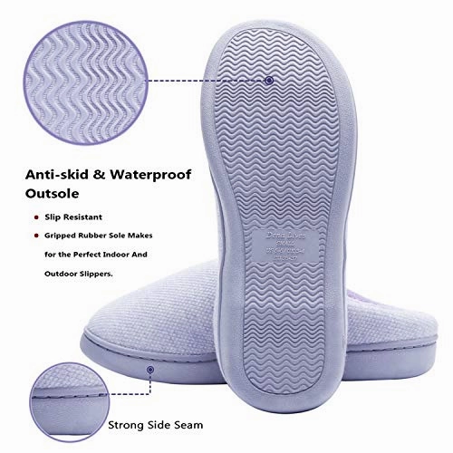 DL Womens-Memory-Foam-Slippers, Slip on House Slippers for Women Indoor Outdoor, Women's Bedroom Slippers Non-Slip Hard Sole, Warm Soft Flannel Lining Woman Slippers Purple, Large US 9-10 Lane Bryant Slippers