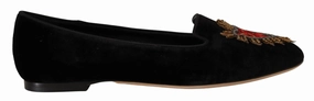 Dolce & Gabbana Black DG Sacred Heart Patch Slip On Flat Shoes Best Winter Mountain Bike Shoes For Flat Pedals