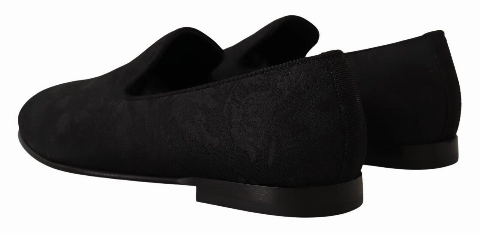 Dolce & Gabbana Black Jacquard Slippers Flats Loafers Shoes Horsebit Lug Sole Loafers