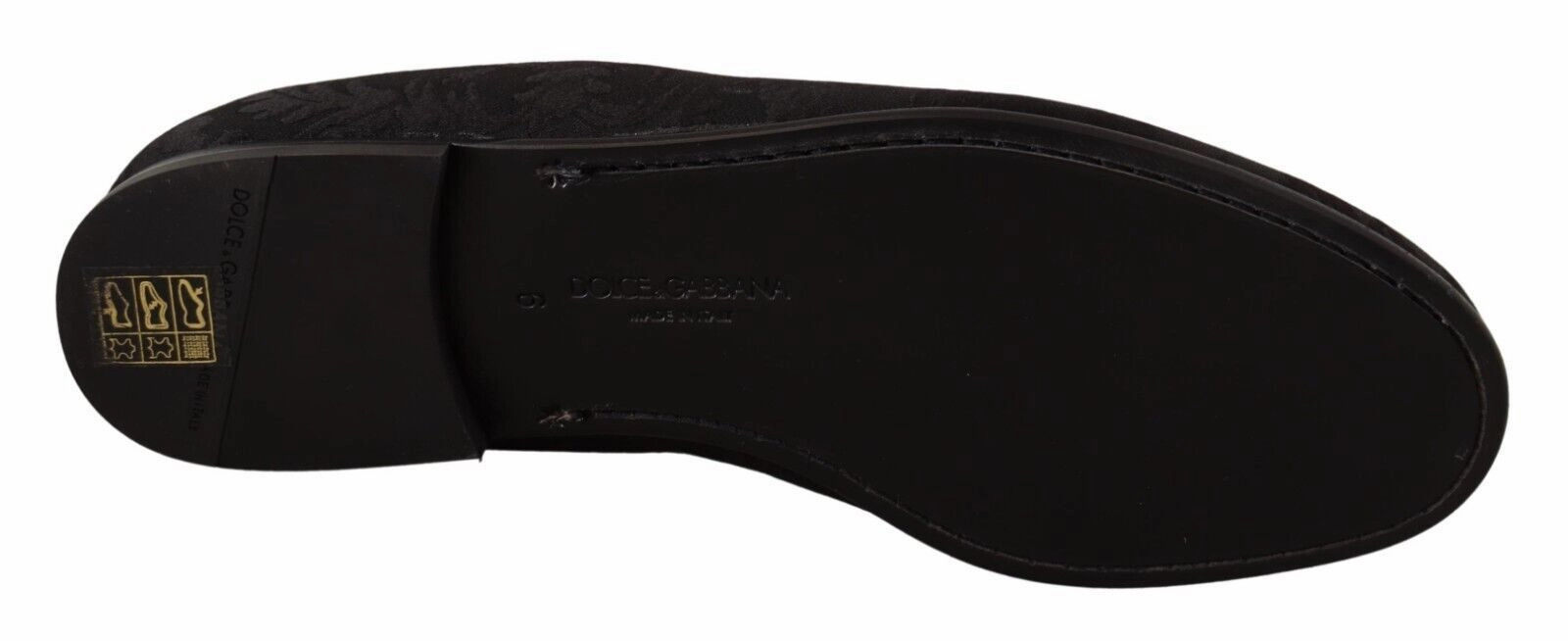 Dolce & Gabbana Black Jacquard Slippers Flats Loafers Shoes Tassled Loafers