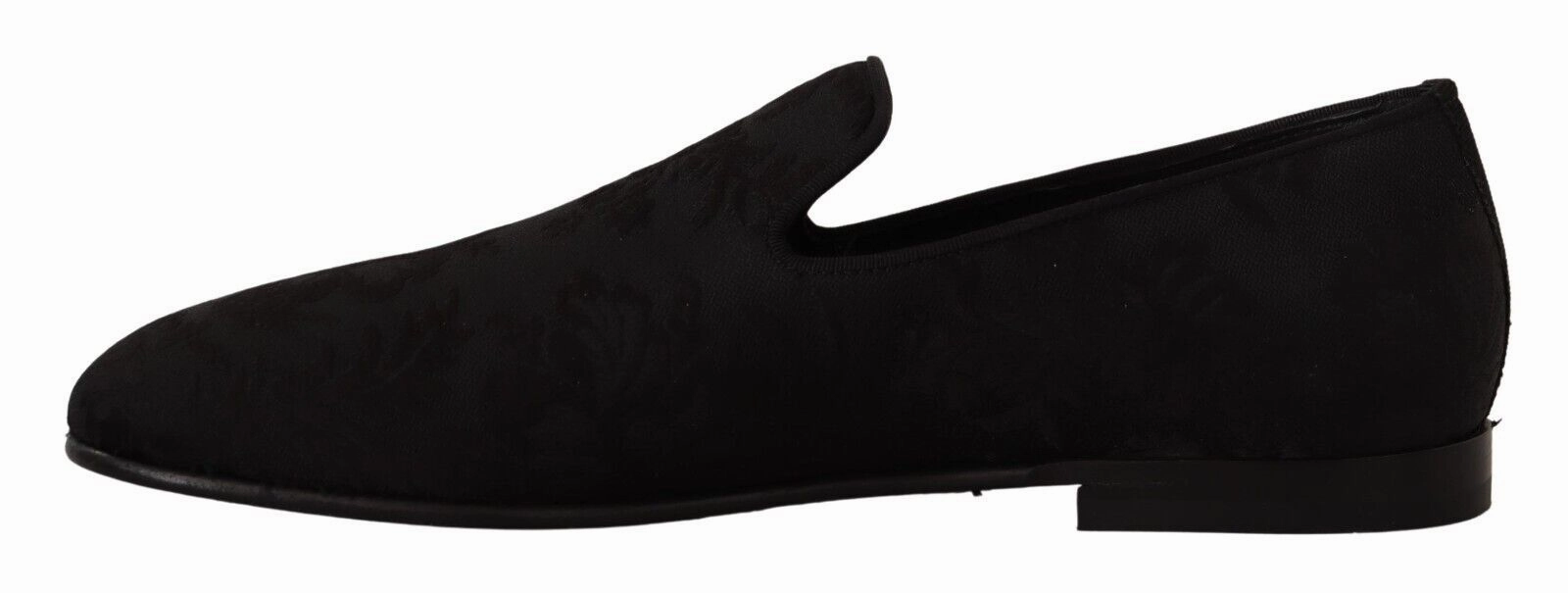 Dolce & Gabbana Black Jacquard Slippers Flats Loafers Shoes Bass Shoes Penny Loafers
