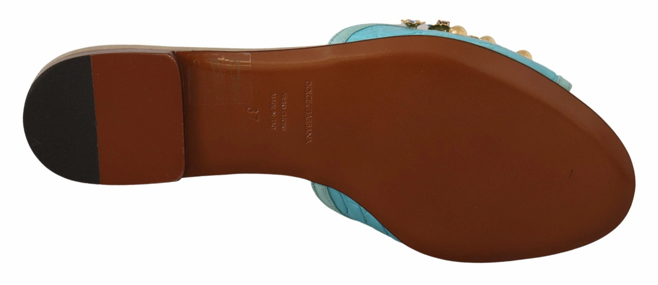 Dolce & Gabbana Blue Crystal Exotic Leather Blue Crystal Sandals Best Gym Shoes Wide Flat Feet