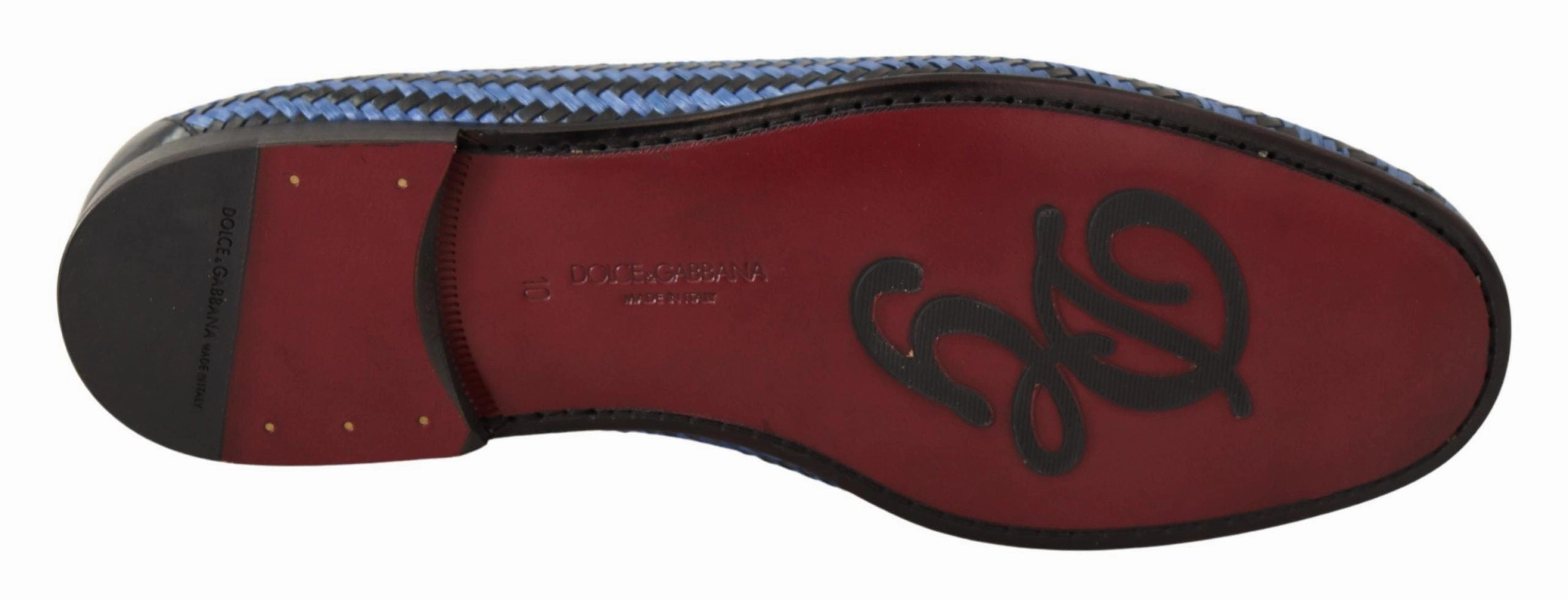 Dolce & Gabbana Blue Woven Leather Tassel Loafers Shoes Sabah Loafers