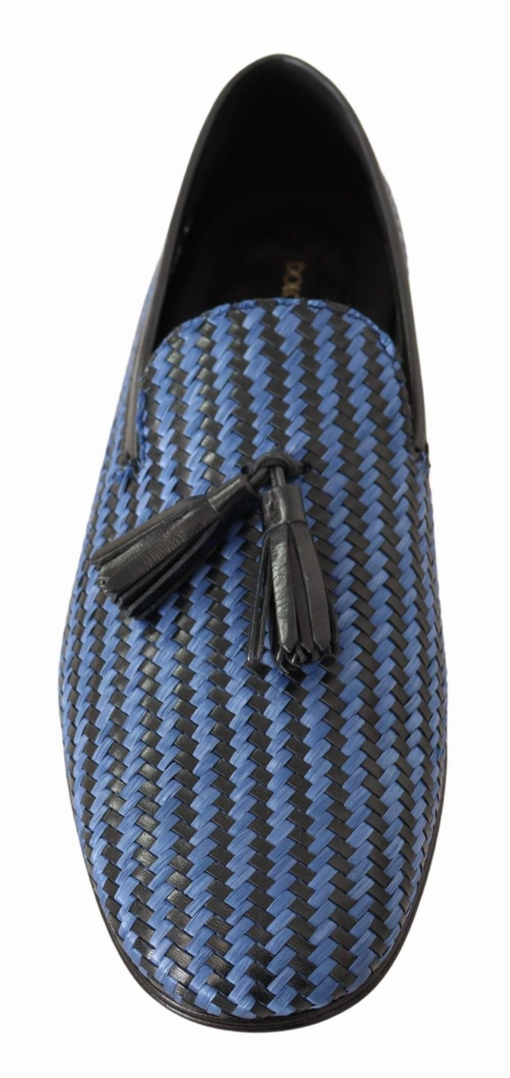 Gucci Slip On Loafers Dupe Dolce & Gabbana Blue Woven Leather Tassel Loafers Shoes