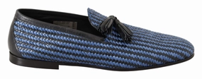 Dolce & Gabbana Blue Woven Leather Tassel Loafers Shoes Enzo Angiolini Loafers