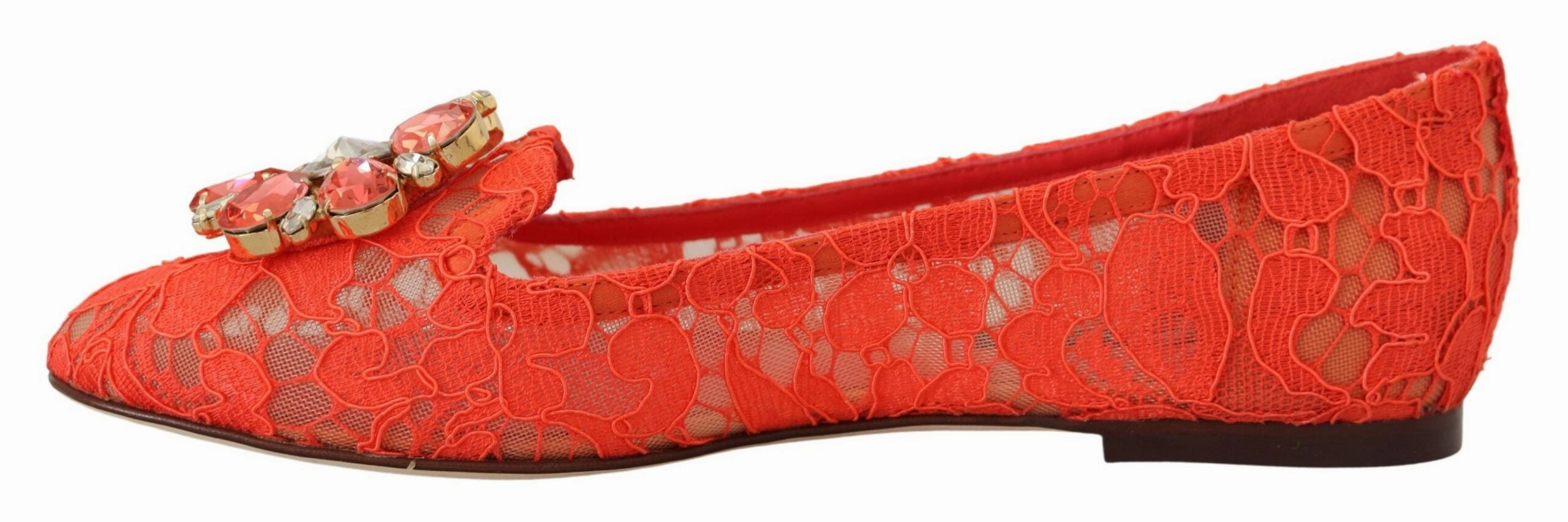 Best Inserts For Shoes Dolce & Gabbana Red Taormina Lace Crystals Ballet Flats Shoes