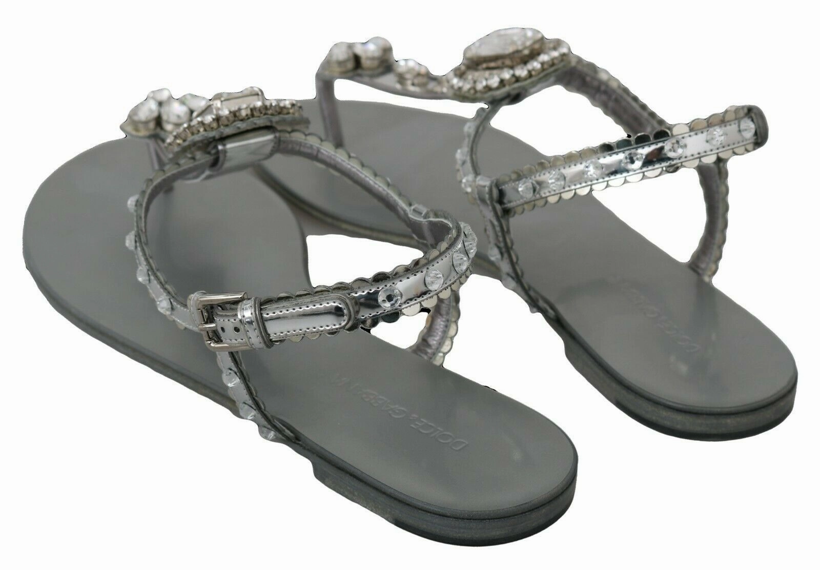 Dolce & Gabbana Silver Crystal Sandals Flip Flops Shoes Images Of Flat Shoes