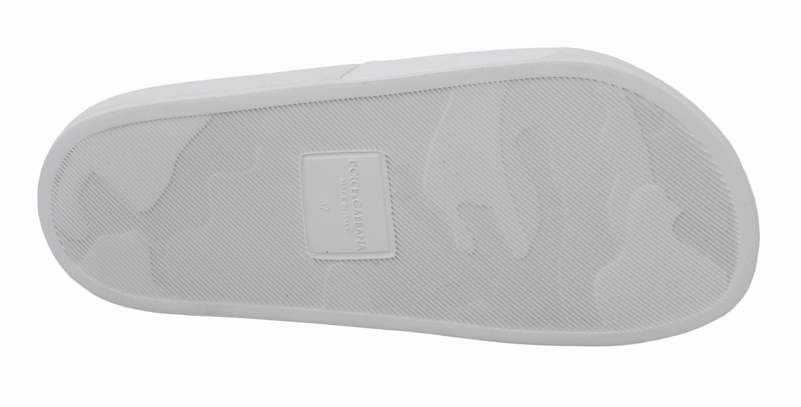 Dolce & Gabbana White Leather #dgfamily Slides Shoes Sandals Flip Flops For The Pool