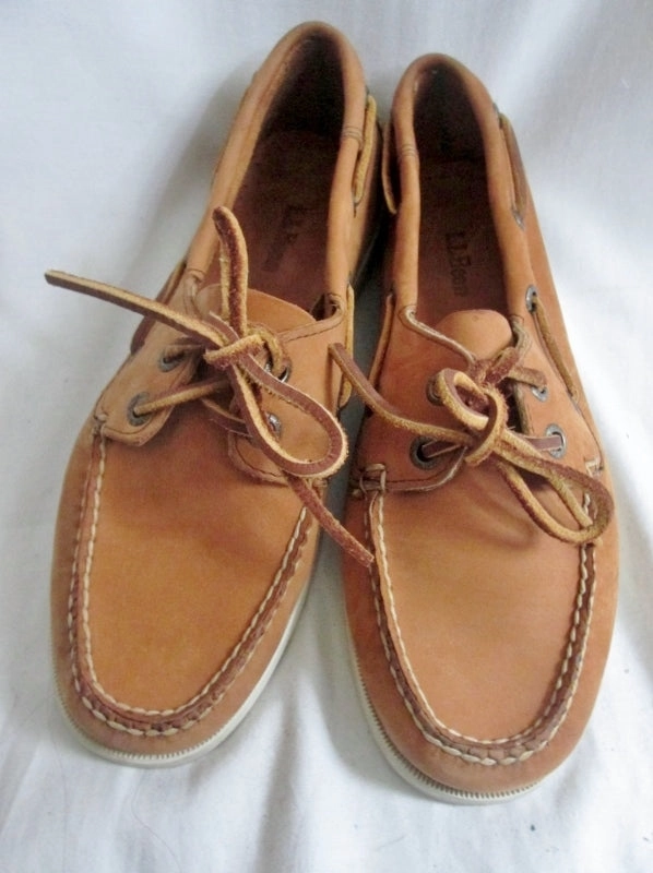 Andre Loafers Womens L.L. BEAN Leather Moccasins Mocs Walking Boat Shoes BROWN 7.5 COGNAC