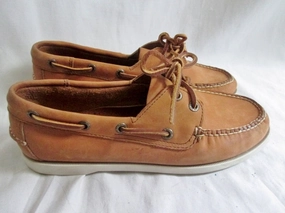 Sock For Loafers Womens L.L. BEAN Leather Moccasins Mocs Walking Boat Shoes BROWN 7.5 COGNAC