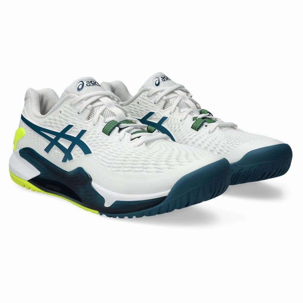 ASICS MEN'S GEL RESOLUTION 9 WIDE (2E) (WHITE/RESTFUL TEAL) Asics Shoes Original Price