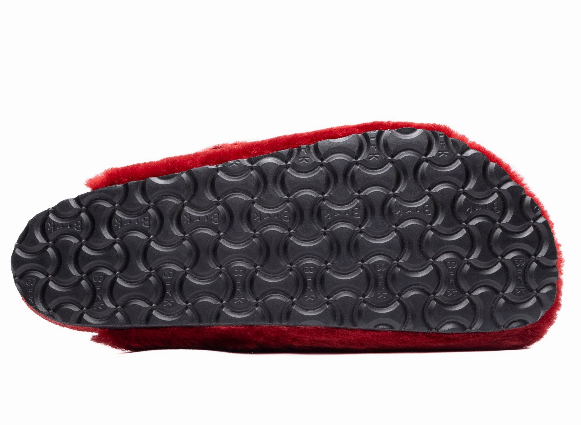 Birkenstock Boston 1774 in Shearling Red Strappy Wedge Sandals