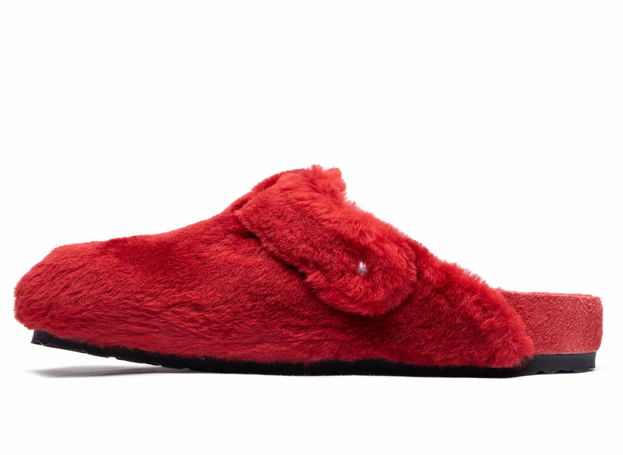 Birkenstock Boston 1774 in Shearling Red Dress Platform Sandals