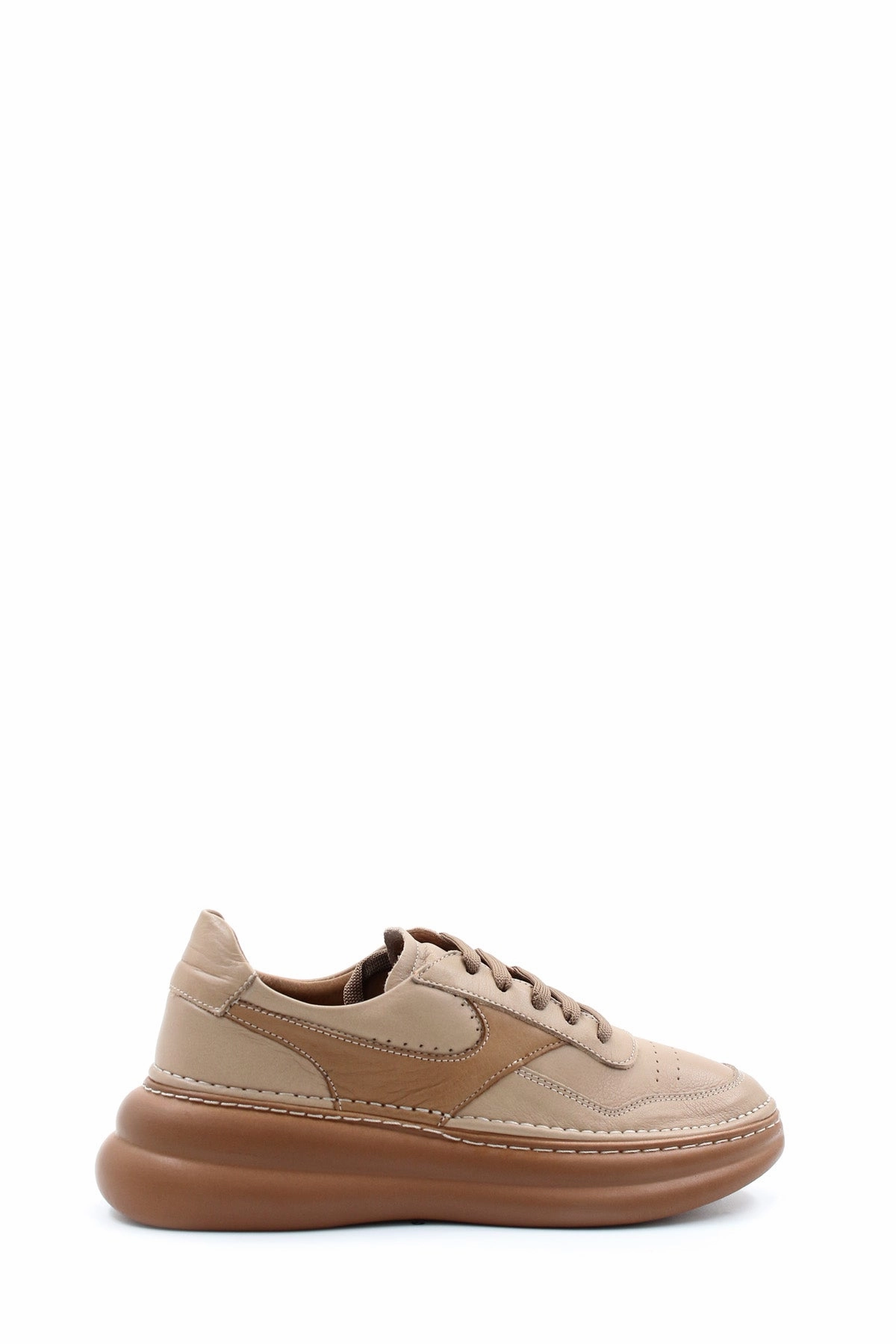 Casual Shoes For Walking All Day FST Genuine Leather Women's Casual Shoes 409ZA3051 Biscuit - Silver Spring