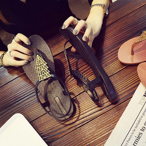 Ipomoea Women Sandals Flip Flops 2020 Summer Flat Shoes Woman Bohemian Sandals Ladies Vacation Beach Sandales Femme SH041401 200 Flip Flops