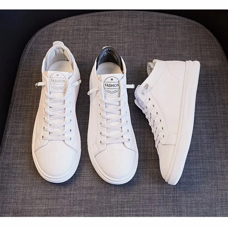 Women Sneakers Genuine Leather Shoes Cowhide Fashion Flat Casual Canvas Shoes Business