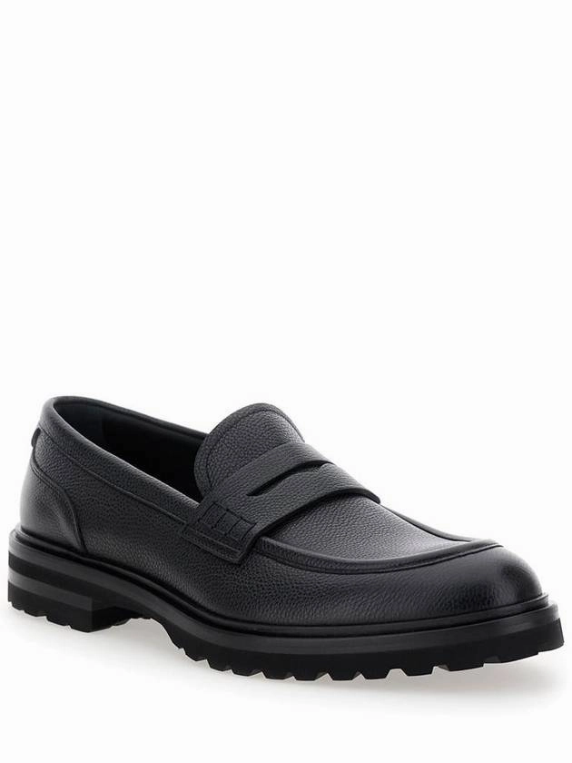 Salvatore Ferragamo Loafers On Sale 'Altavilla' Black Loafers With Dg Logo On The Heel In Brushed Leather Man