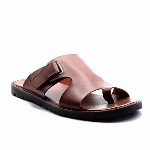 Men's 69213 Leather Slip On Peasant Toe Loop Roman Flip Flop Dress Sandals Autenti Sandals