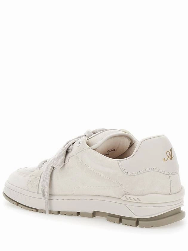 Best Exercise Sneakers 'Area Haze' Beige Low Top Sneakers With Laminated Leather In Suede Blend Man