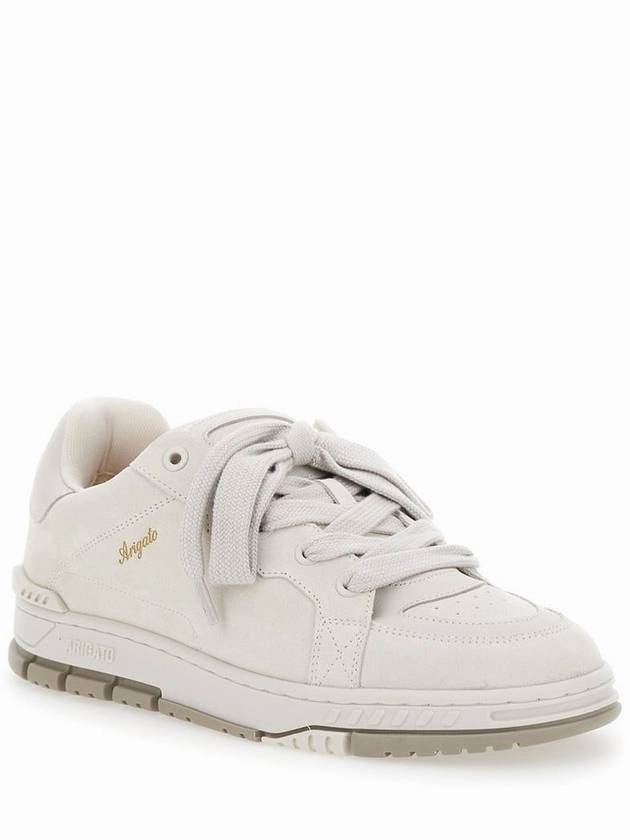 'Area Haze' Beige Low Top Sneakers With Laminated Leather In Suede Blend Man Big Sneakers