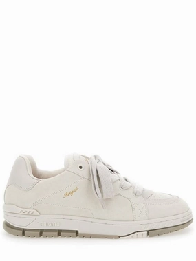 'Area Haze' Beige Low Top Sneakers With Laminated Leather In Suede Blend Man Sneakers All Brands
