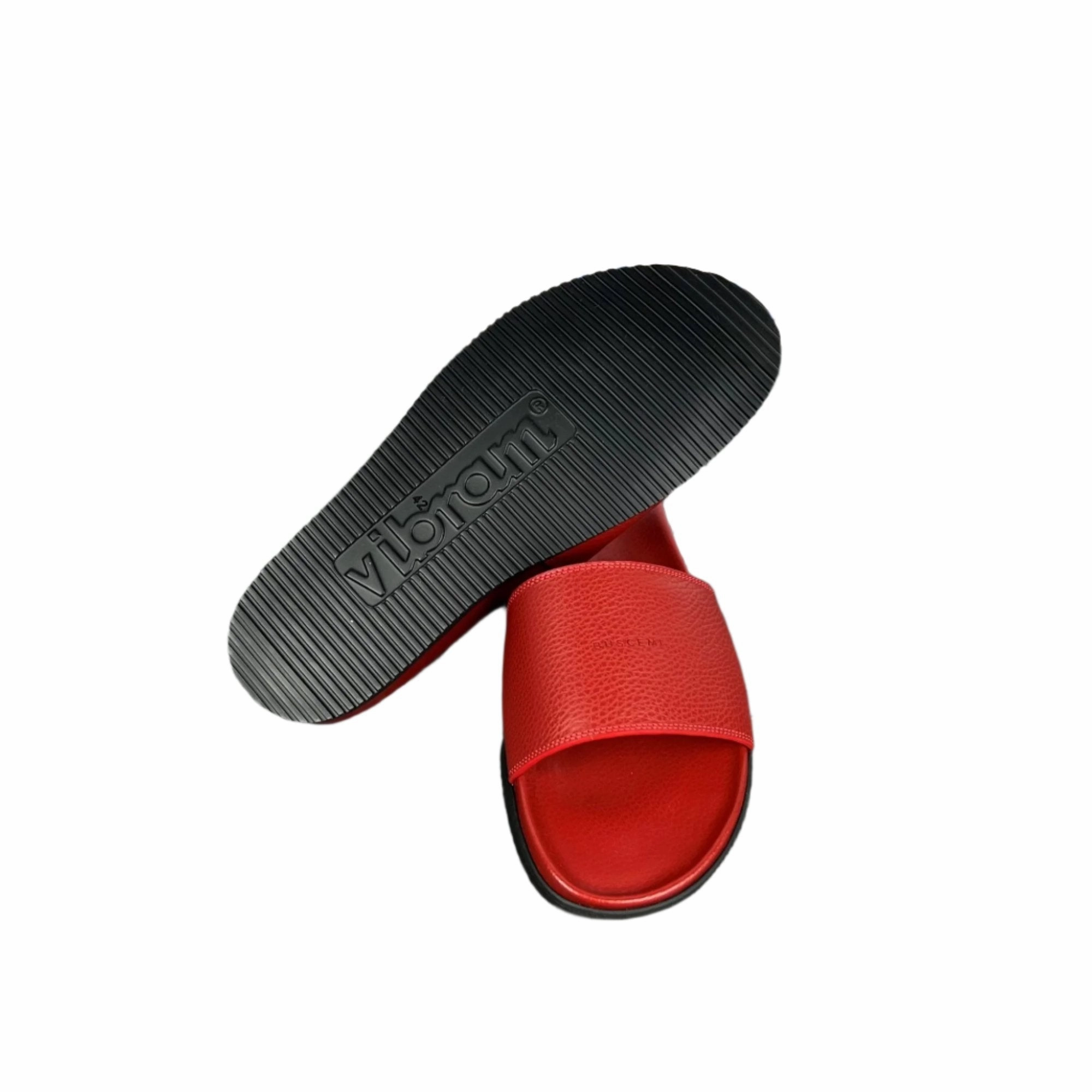 Buscemi Men's Classic Slide Guts Leather Sandals Electric Slippers