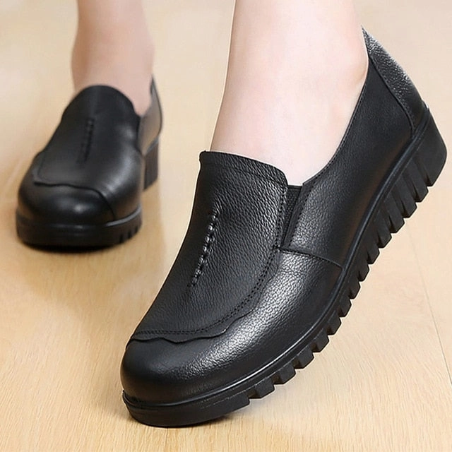 Good Standing Shoes For Flat Feet Women's Shoes Made of Genuine leather Slip-on Flat Damping Non-slip