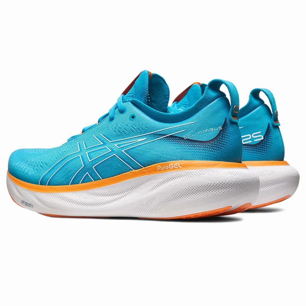 Asics Shoes Uae ASICS GEL-NIMBUS 25 (M) - (ISLAND BLUE/ SUN PEACH) RUNNING SHOES