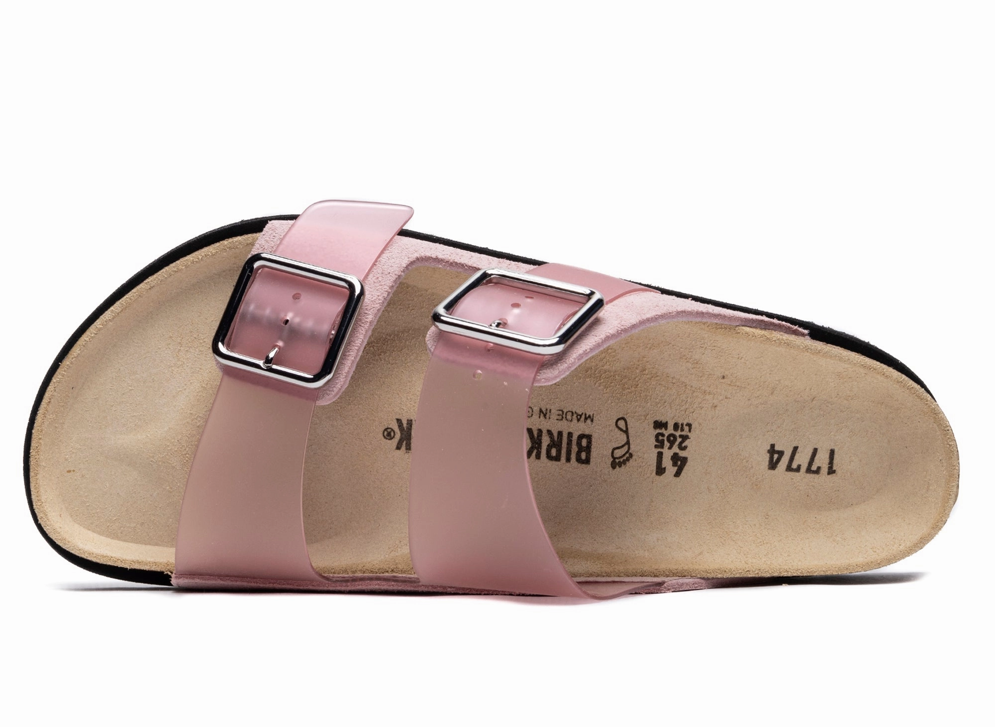 Wedge Heel Thong Sandals Birkenstock Arizona Milky PVC 1774 in Chintz Rose