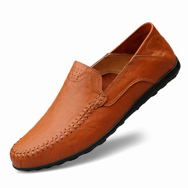 Genuine Leather Hand Tailored Moccasins Shoes for Men Tassel Chunky Loafers