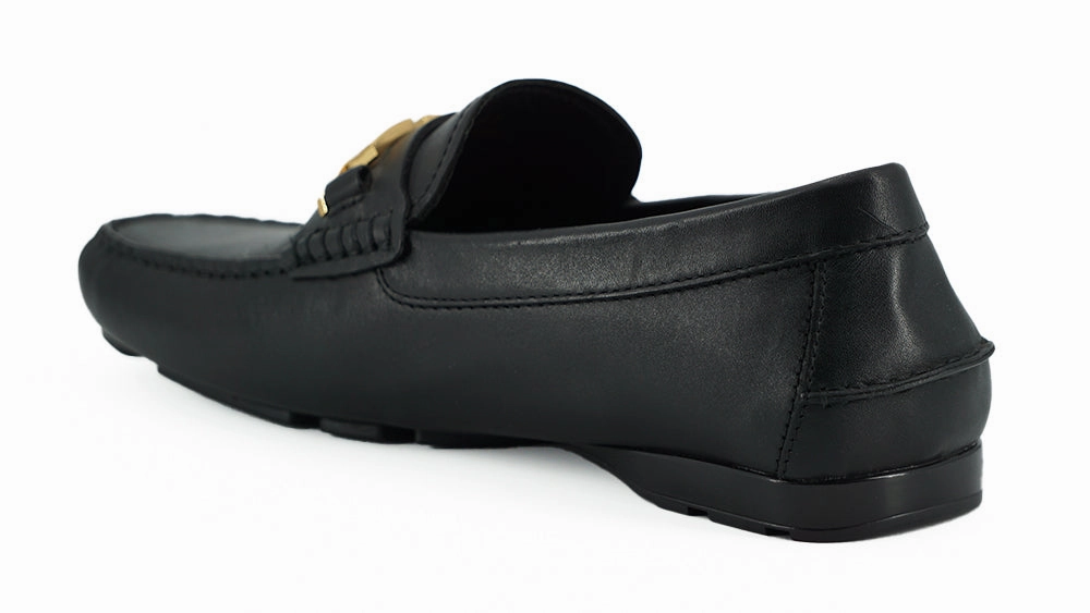 Versace Elegant Black Calf Leather Men's Loafers Milano Loafers