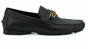 Versace Elegant Black Calf Leather Men's Loafers Aldo Loafers