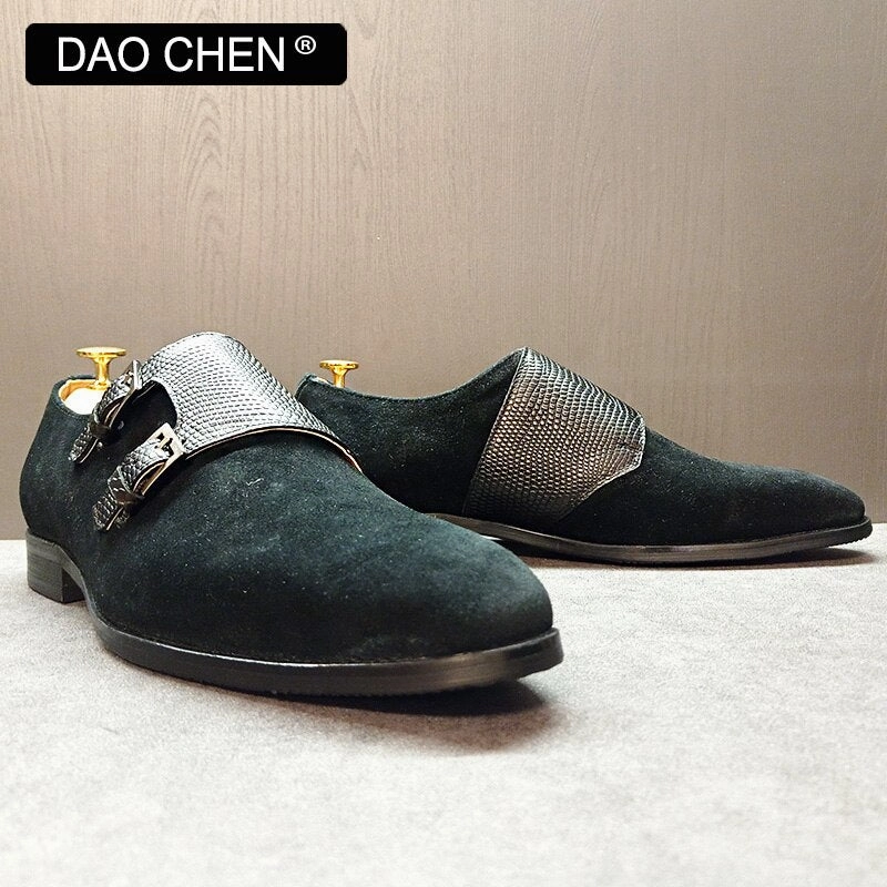 Unisex Loafers LUXURY BRAND MEN LOAFERS SHOES DOUBLE MONK SHOES LEATHER FASHION CASUAL MEN DRESS SHOES BLACK BROWN OFFICE WEDDING SHOES FOR MEN