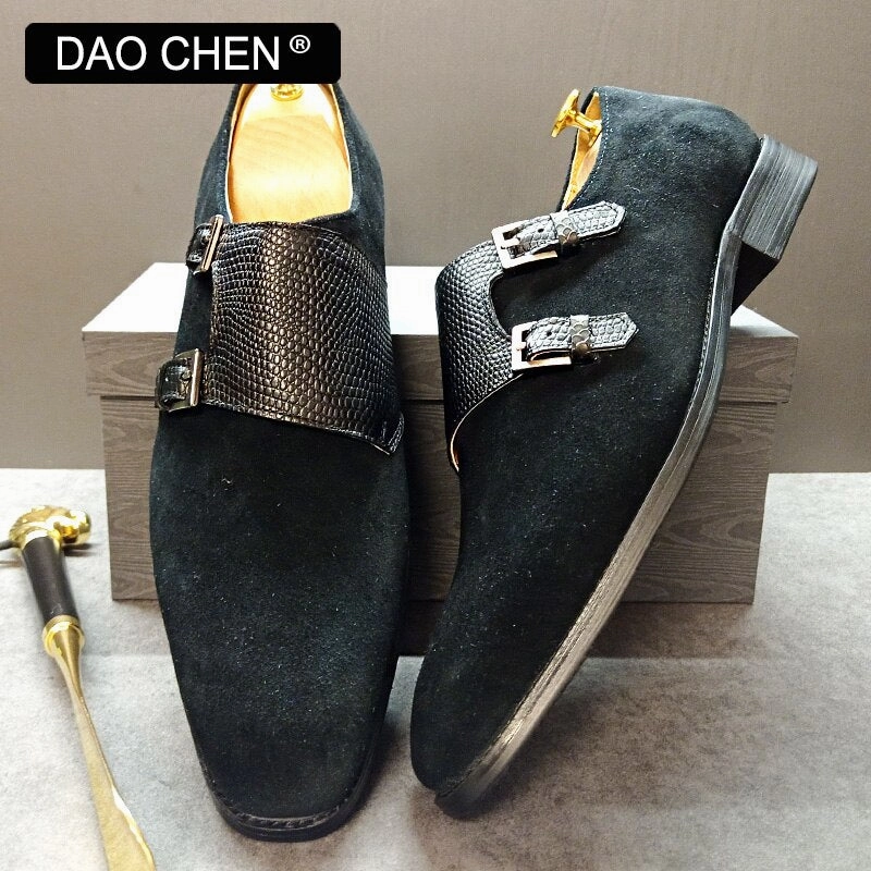 Dries Van Noten Loafers LUXURY BRAND MEN LOAFERS SHOES DOUBLE MONK SHOES LEATHER FASHION CASUAL MEN DRESS SHOES BLACK BROWN OFFICE WEDDING SHOES FOR MEN