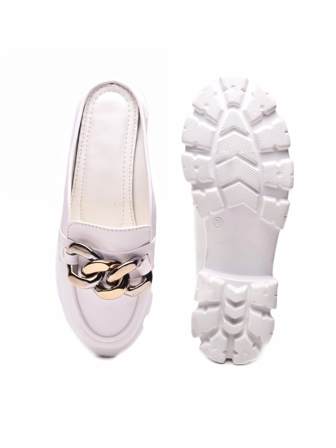 Fancy Loafers Brauch White Embellished Slip-on Loafer Shoe