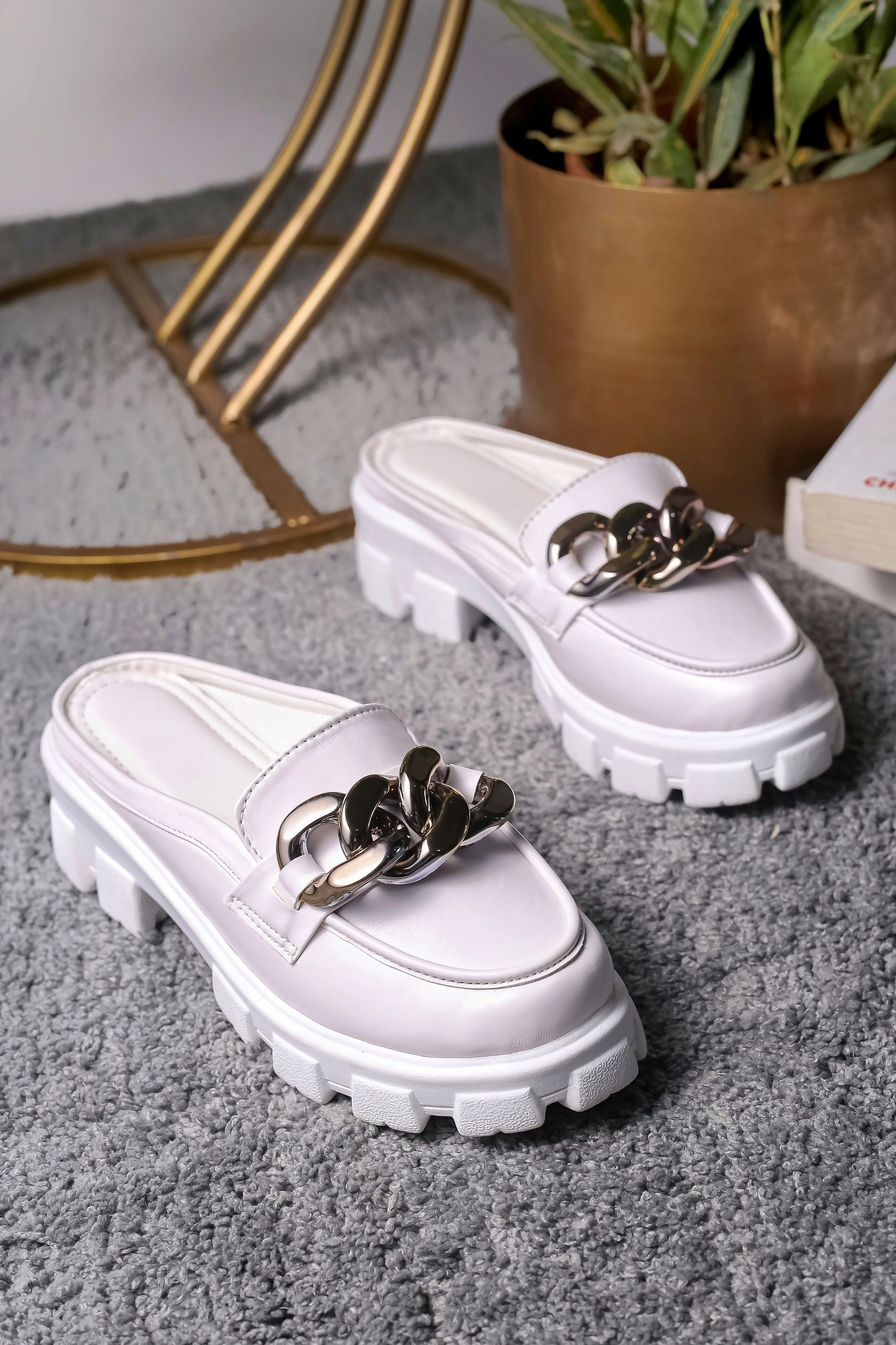 Ortho Loafers Brauch White Embellished Slip-on Loafer Shoe